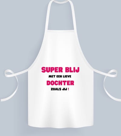 Akyol - super blij met een lieve dochter zoals jij Keukenschort - Dochter - de liefste dochter - verjaardag - cadeautje voor dochter - dochter artikelen - kado - geschenk - 82 bij 71 cm