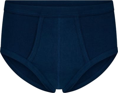 2-pak heren slip kleur, M3000 - 100% Katoen- Met gulp - Voorsluiting - Klassiek mannen ondergoed - Donkerblauw / S