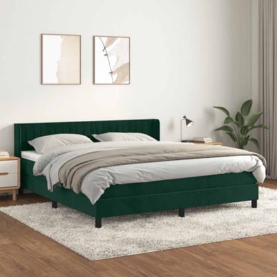 vidaXL - Boxspring - met - matras - fluweel - donkergroen - 160x200 - cm