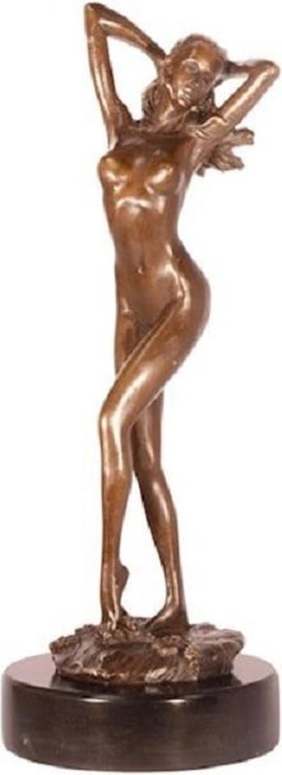 Mooie Vrouw, Naakt, Awakening - Beeld - Brons Sculptuur - 30 cm hoog