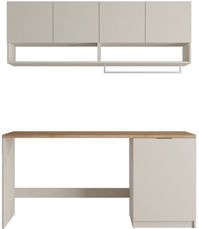 Vente-unique Wasmeubels voor wasmachine met werkblad - L182 cm - Kasjmier en licht naturel - NATAJI