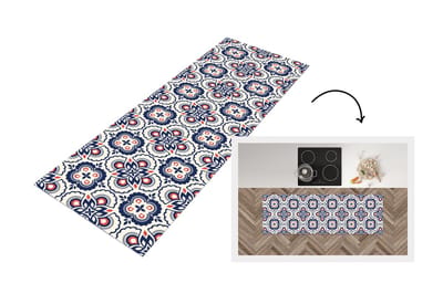 Keukenloper 150x50 cm - Keukenmat vinyl Bloemen - Retro - Design - Keukenmatten loper - Keuken vloerkleed tapijt