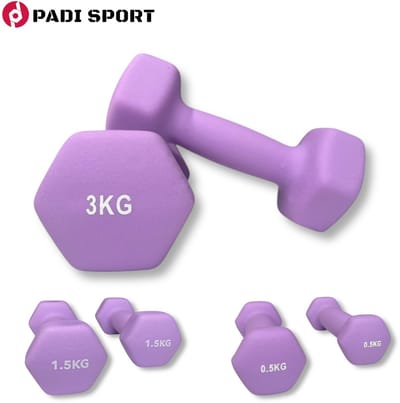 Padisport dumbells paars o,5 en 1,5 en 3 kg - dumbells 3 kg - gewichten set halters - dumbbells