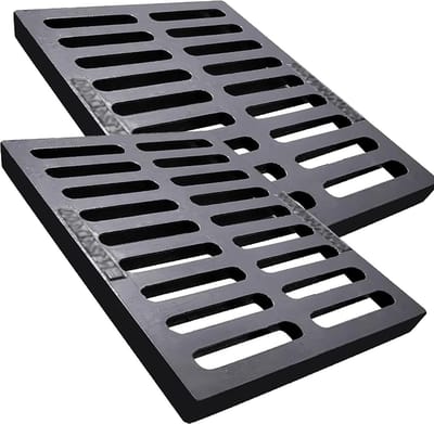 Afvoerrooster - Gietijzeren Deksel - Waterbeheer Buiten - Hoge Laadcapaciteit - 2-Pack - Zwart