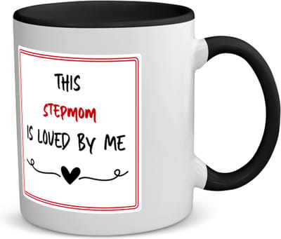 Akyol - this stepmom is loved by me koffiemok - theemok - zwart - Mama - iemand die houdt van zijn stiefmoeder - moeder cadeautjes - moederdag - verjaardag - geschenk - kado - 350 ML inhoud