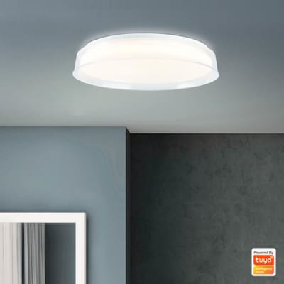 Brilliant Loneos LED plafondlamp 45x40cm licht hout/zwart, hout/metaal/kunststof, 1x geïntegreerde LED, 24W, (lichtstroom: 3000lm, lichtkleur