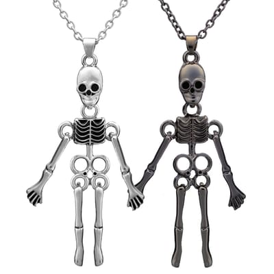 Pax Amare Skele-Friends BFF Ketting voor 2 - Vriendschapsketting met magnetische skeletjes - Zilver & Zwart