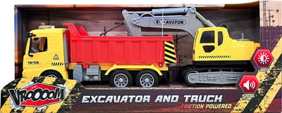 VROOM - Truck en graafmachine met licht en geluid lengte 43 cm