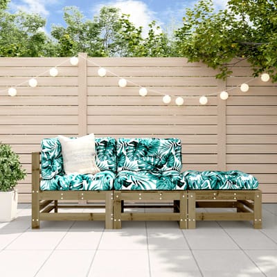 vidaXL - 3-delige - Loungeset - met - kussens - geïmpregneerd - grenenhout