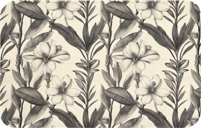 WC mat 80x50 cm - Antislip - Klassiek - Botanisch - Zwart - Beige - Toiletmat - Vloermat - Douchemat - Toilet tapijt - Toiletmatten