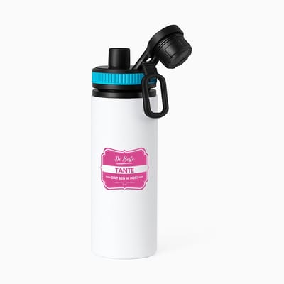 Hacebo® - De beste tante waterfles met draaidop blauw - Tante - een tante - verjaardagscadeau - verjaardag - cadeau voor tante - cadeau - kado - geschenk - gift - tante artikelen - water fles - 850ML