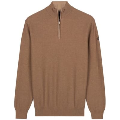 Baileys Trui Half Zip Subtle Faux-Uni Structure Knit Taupe / male