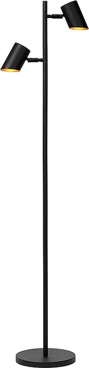 Atmooz - Vloerlamp Kisoro - Staande Lamp - Stalamp - Woonkamer - Zwarte Buitenkant - Gouden Binnenkant - Hoogte 144cm - Metaal