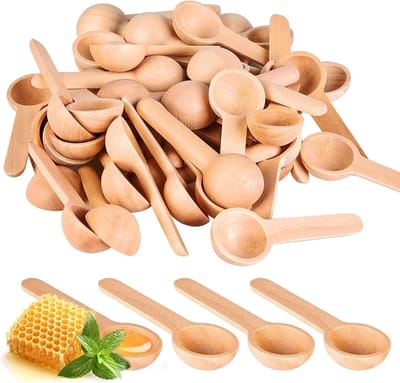 Kleine Houten Lepels Set van 100 Stuks, Ideaal voor Koken, Specerijen, Honing en Suiker, Perfect voor Kinderen en Jam Jars (6.8cm)