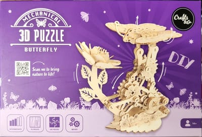 Houten 3D Puzzel - Mechanische 3D-puzzel - Vlinder - Vlinder Puzzel | Houten Butterfly Puzzel - 3D-Puzzel - Mechanische Puzzel