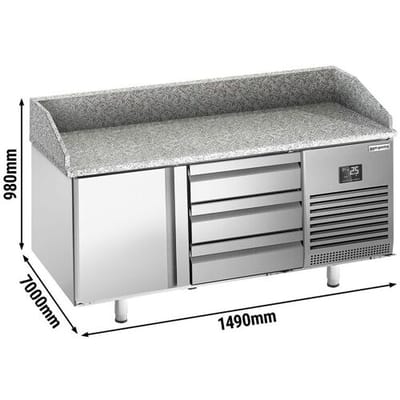 GGM Gastro Pizzakühltisch Premium PLUS - 1490x700mm - mit 1 Tür & 3 Schubladen