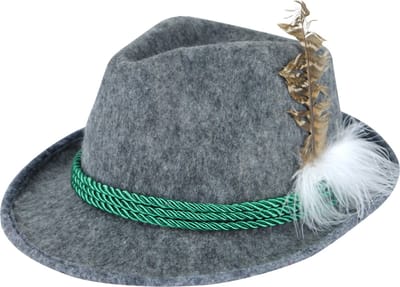 Oktoberfest - Tiroler jagers hoedje - grijs - vilt - tot hoofdmaat 58 cm - volwassenen