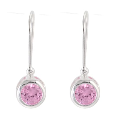 Behave - Oorbellen - 925 Sterling Zilver - Oorhangers met Lilla Paarse Zirconia Steen
