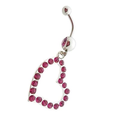 Aramat Jewels | Navelpiercings | Groot Hart Roze Navelpiercing | | | |20mm | Staal | Volwassenen | Verkleurd niet
