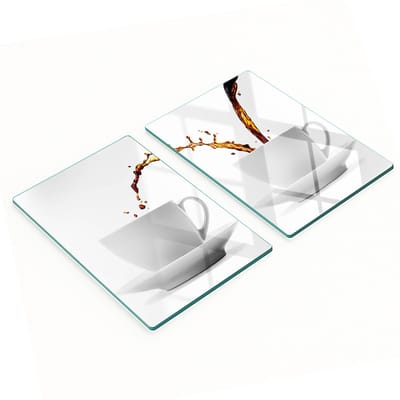 Multifunctionele decoratieve snijplanken voor de keuken, gehard glas, koffiekleur, 2x40x52 cm