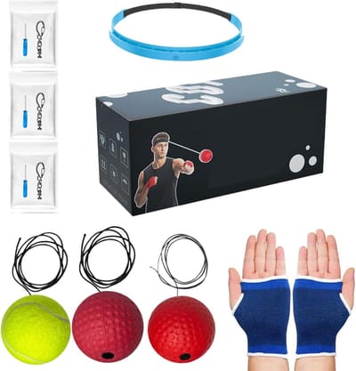 Boksreflexbal Set - Trainingsbal Hoofdband - Verbeteren Vaardigheden - Hand-Oog Coördinatie - 3 Ballen - Diverse Kleuren