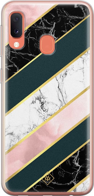 Casimoda® hoesje - Geschikt voor Samsung A20e - Marmer strepen - Backcover - Siliconen/TPU - Geel