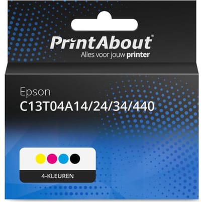PrintAbout huismerk Inktcartridge C13T04A14/24/34/440 4-kleuren Multipack Geschikt voor Epson