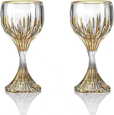 Set van 20 Handgeschilderde Gouden Wijnglazen - Duurzame 10 oz Tumbler voor Rode en Witte Wijn, Perfect voor Feesten en Speciale Gelegenheden