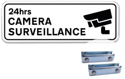 Camera surveillance bord - Weerbestendig Aluminium - 40x15 cm - Bevestiging: Met hekbeugels (voor spijlen- of gaashek)