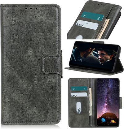 Zakelijke Book Case Telefoonhoesje Geschikt voor de Oppo Reno 4 Pro 5G - Portemonnee Hoesje - Pasjeshouder Wallet Case - Donker Groen