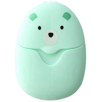 Lot de 50 savons jetables portables en papier, motif ours, pour voyage, dessin animé