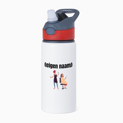 Hacebo® - kapper vrouw met eigen naam waterfles met rietje rood - Kapper - barbers - collega's - verjaardag - afscheidscadeau - geschenk - kado - water fles - 650ML