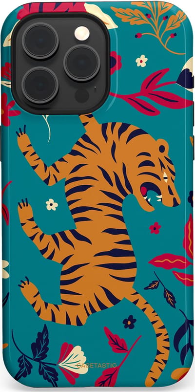 Casetastic Hoesje Geschikt voor Apple iPhone 15 Pro Max Magsafe - Stijlvolle Beschermende Duo-layer Case - Gouden brul