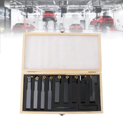 Draaibeitelset 9 stuks - Draaigereedschap Hardmetaal - Metaal Bewerken - Vlotte en Nauwkeurige Sneden - 20 x 20 mm - Zwart