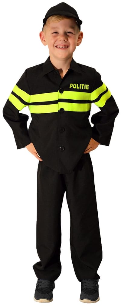 Rubie's Verkleedkostuum Politie Jongens Zwart/neongroen Mt 164