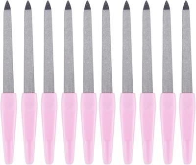 Diamantnagelvijl Set - Professionele Vijlen - Manicure Pedicure - Dubbelzijdig Metaal - 10 Stuks - Zilver Grijs