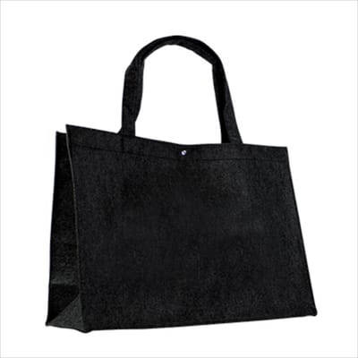 Luxe Draagtas - Vilt - Shopper - Boodschappentas - Zwart - 45x15x33cm - 6 Stuks - Verstevigde bodem