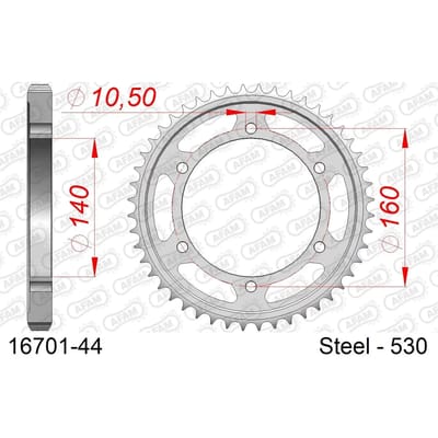 Stalen tandwiel Afam 530 44 dents