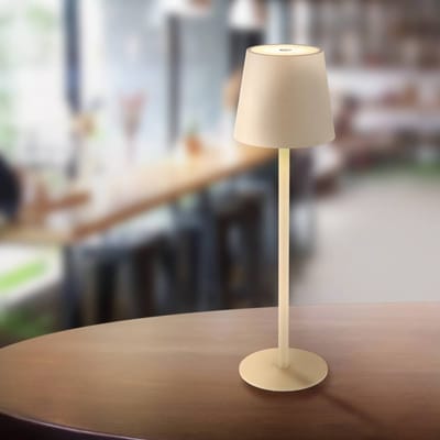 Globo LED tafellamp op accu Vannie, zandkleurig, hoogte 36 cm, IP44