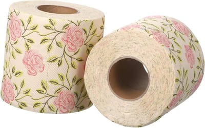 Toiletpapier Rozenprint - Decoratief Tissue - Badkamer Decoratie - Bamboepulp Materiaal - 2 Rollen - Gekleurd
