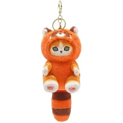 Creatieve Leuke Cartoon Kat Sleutelhanger Hanger Cross-dressing Pop Rugzak Decoratie Knuffeldieren Pluche Speelgoed Sleutelhangers kind Cadeaus orange