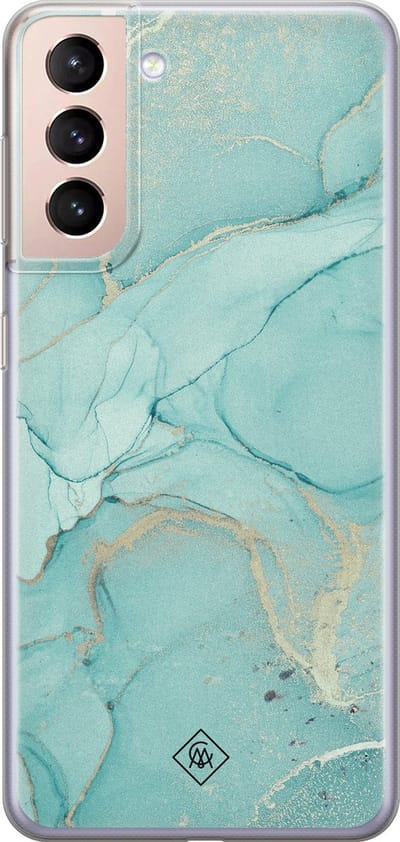 Casimoda® hoesje - Geschikt voor Samsung S21 - Marmer mint groen - Backcover - Siliconen/TPU - Mint