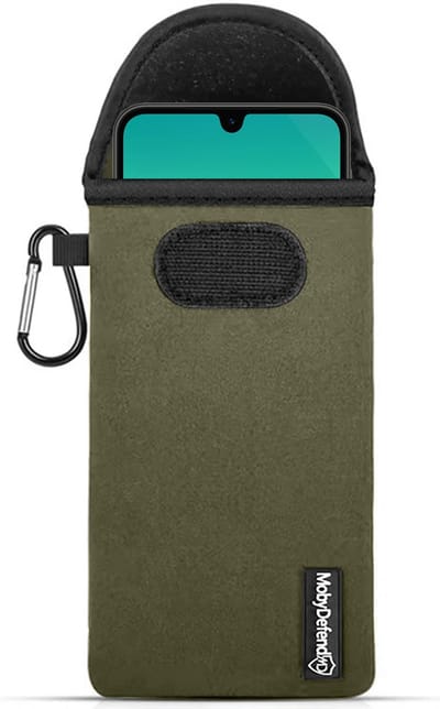 MobyDefend Hoesje - Geschikt voor Samsung Galaxy A26 - Neopreen Pouch Met Karabijnhaak - Insteek - Riemlus - Groen