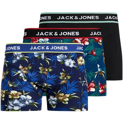Jack & Jones Boxershorts JACFLOWER Trunks 3-pack Zwart / Navy-S