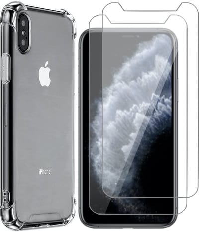 Hoesje geschikt voor iPhone X / XS - Transparant Hoes - 2x Screenprotector Gehard Glas Beschermglas Tempered Glass Screen Protector