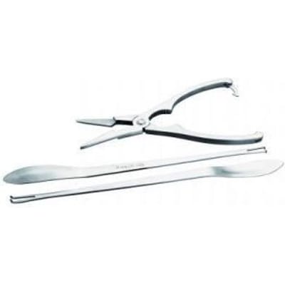 Set inox à coquillages et crustacés - MARQUE - Pince 18 cm - 2 curettes 24 cm - Inox de qualité supérieure