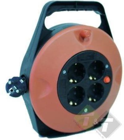 Stroomhaspel 5 meter, H05VV-F 3G 1.0mm², max. vermogen 920/2200 Watt