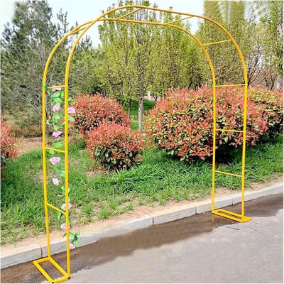 Tuinboog Smeedijzeren Pergola - Metalen Tuinprieel Roos - Klimplanten Steunen - Robuuste Stalen Structuur - B233 x H22 m - Geel