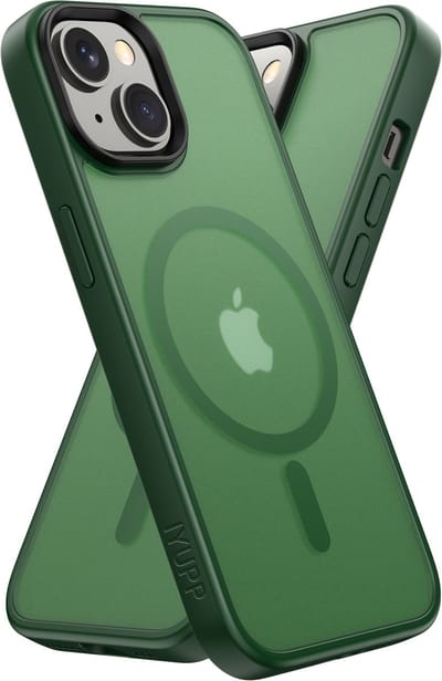 IYUPP Hoesje Geschikt voor iPhone 15 Hoesje - Geschikt voor MagSafe - Shockproof Back Cover - Groen Transparant