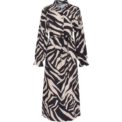 Smashed Lemon 23743-010-999 zebra print v-hals jurk voor dames |